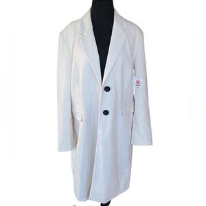 NWT Liz Claiborne wool white classic neutral lined formal dress coat size large